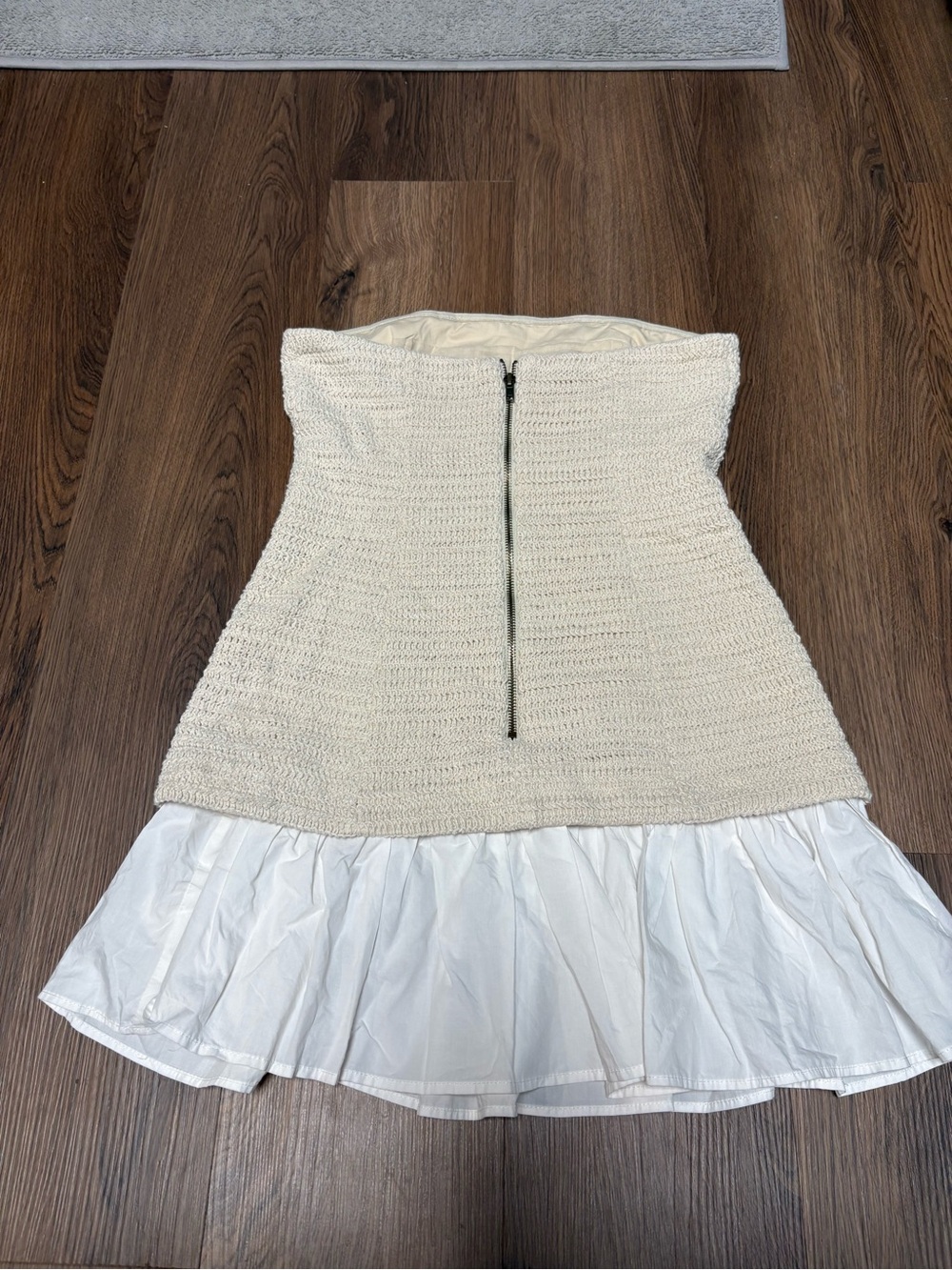Anthropologie Mon Renn Cream Strapless Crochet Knit Mini Dress NWOT - Picture 11 of 15